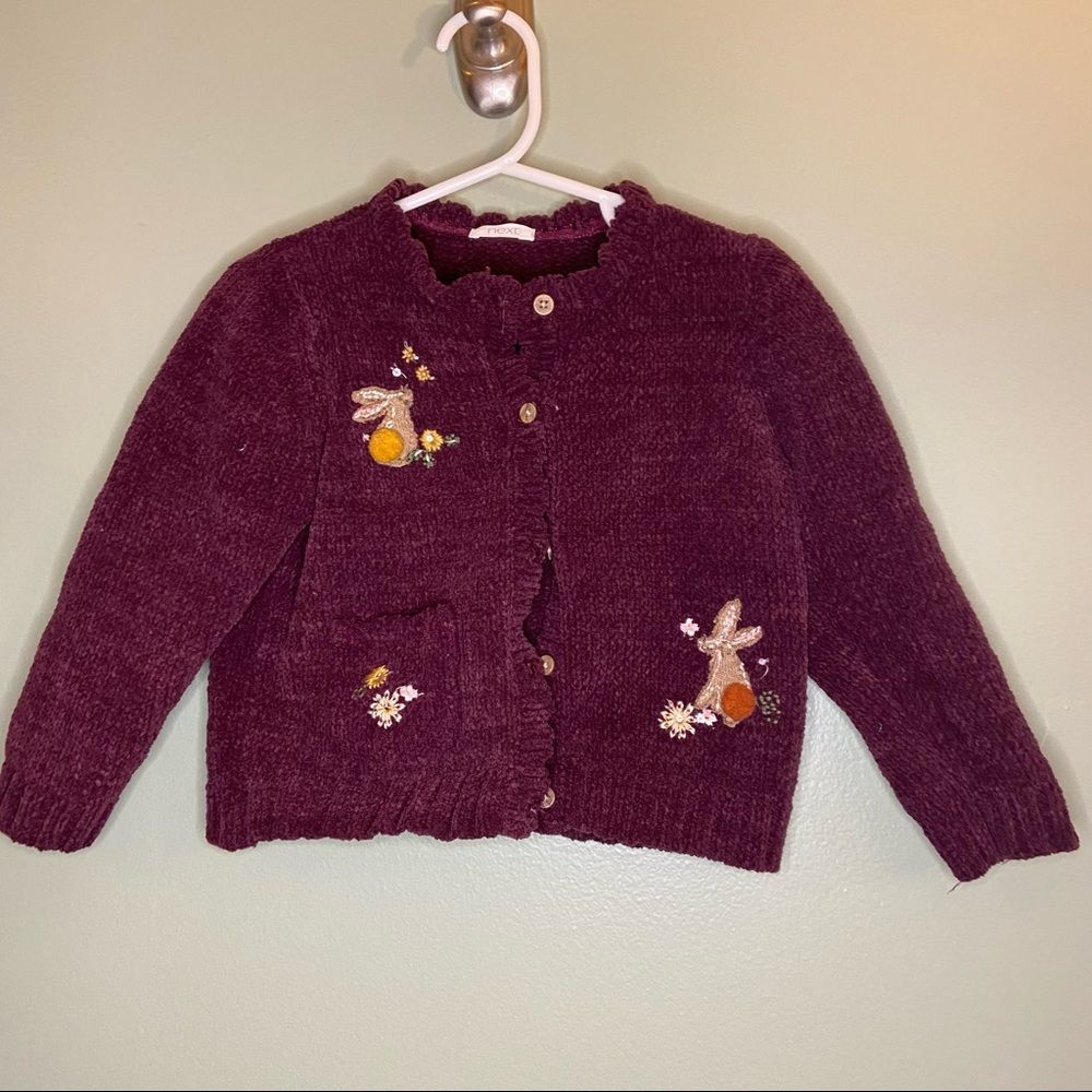 Next Brand Maroon Chenille Embroidered Cardigan 23
